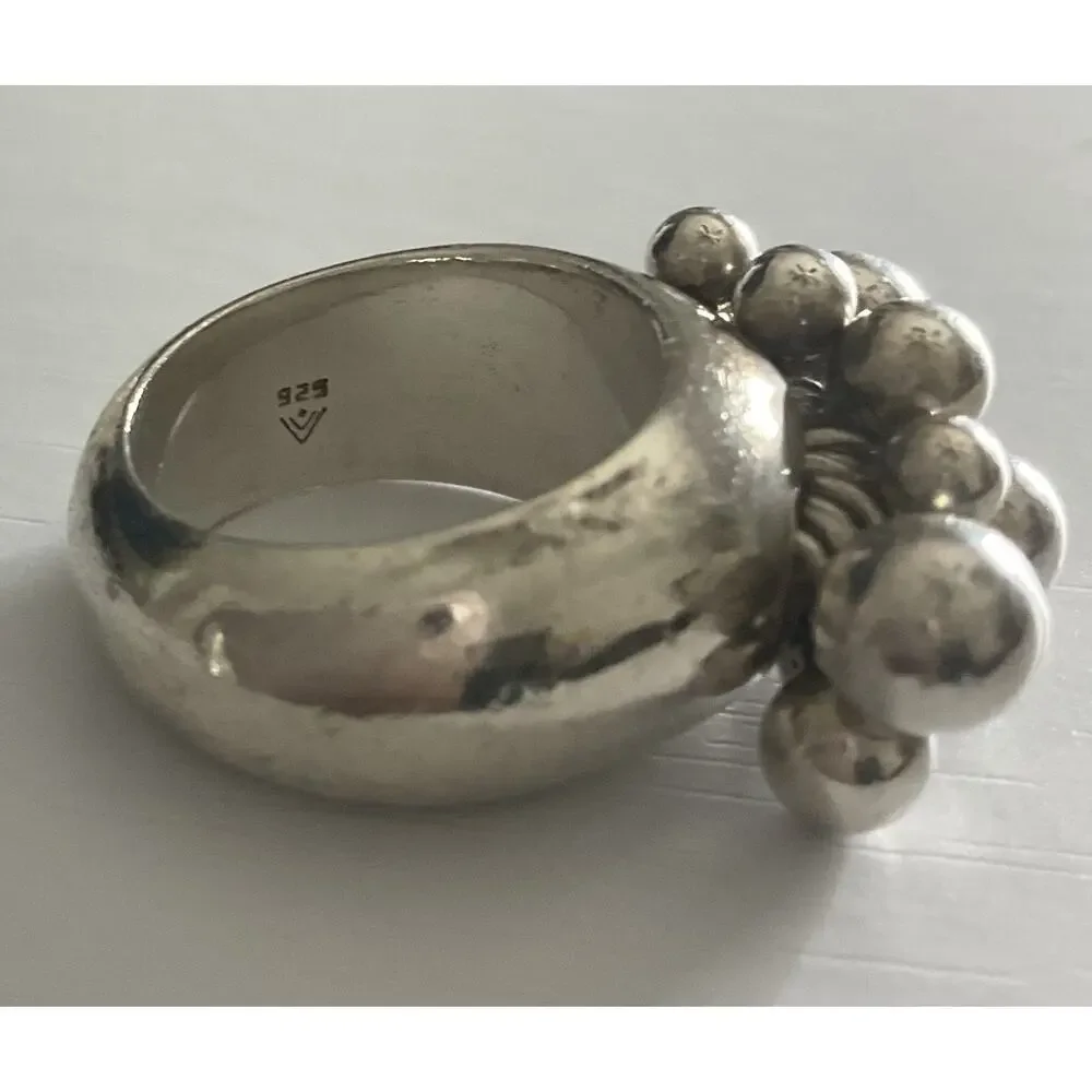 Retired Silpada Cha Cha Sterling Silver Beaded Ring Size 6 - Picture 4 of 6